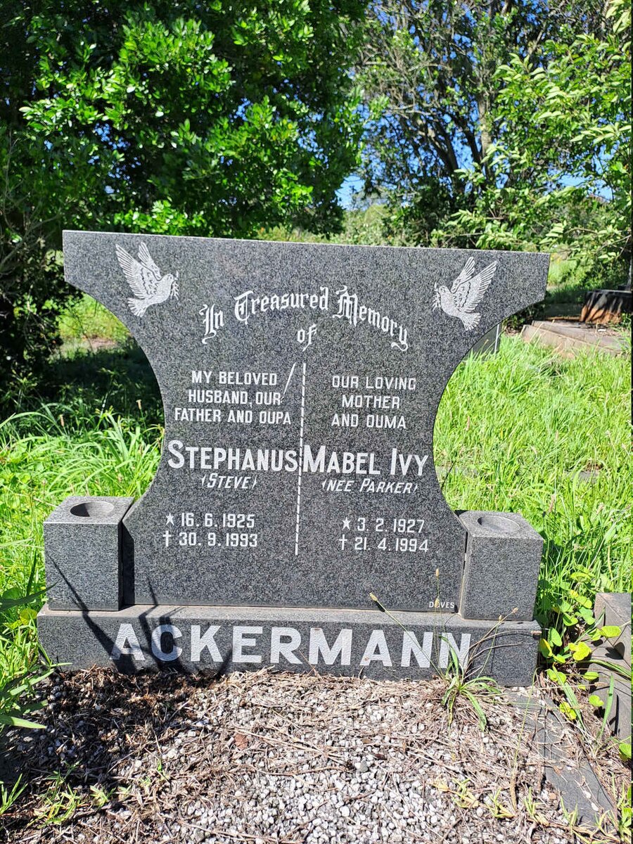 ACKERMANN Stephanus 1925-1993 & Mabel Ivy PARKER 1927-1994