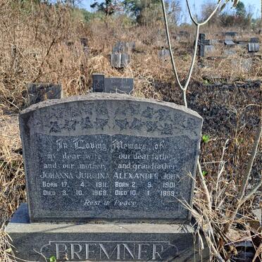 BREMNER Alexander John 1901-1989 & Johanna Jurgina 1911-1968