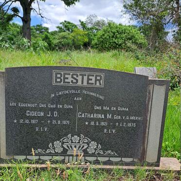BESTER Gideon J.D. 1917-1971 & Catharina M. VAN DER MERWE 1921-1975