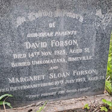 FORSON David -1925 & Margaret Sloan -1953