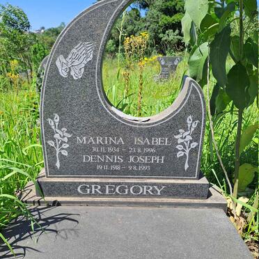 GREGORY Dennis Joseph 1918-1993 & Marina Isabel 1934-1996