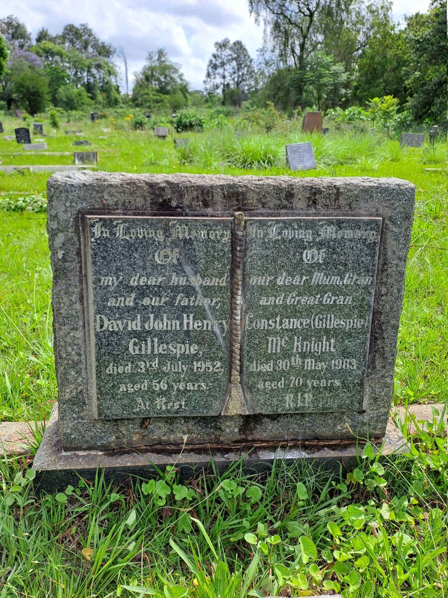 GILLESPIE David John Henry -1952 & MCKNIGHT Constance -1983