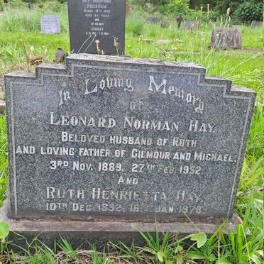 HAY Leonard Norman 1889-1952 & Ruth Henrietta 1892-1978