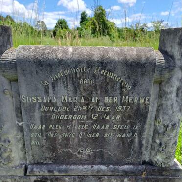 MERWE Susanna Maria, van der -1937
