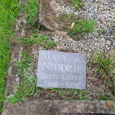 NIDDRIE Mary K. nee LEIPER 1906-1996