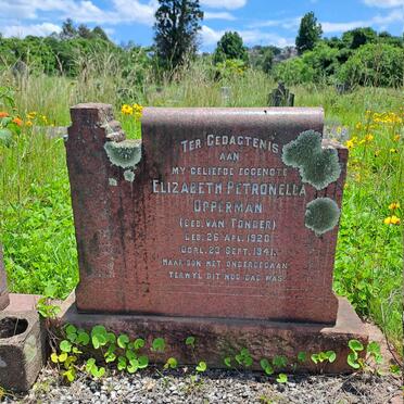 OPPERMAN Elizabeth Petronella nee VAN TONDER 1920-1941