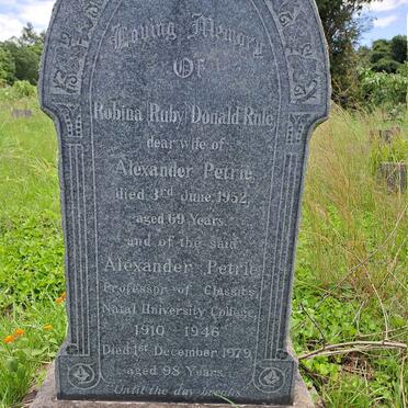 PETRIE Alexander -1979 & Robina Donald Rule -1952