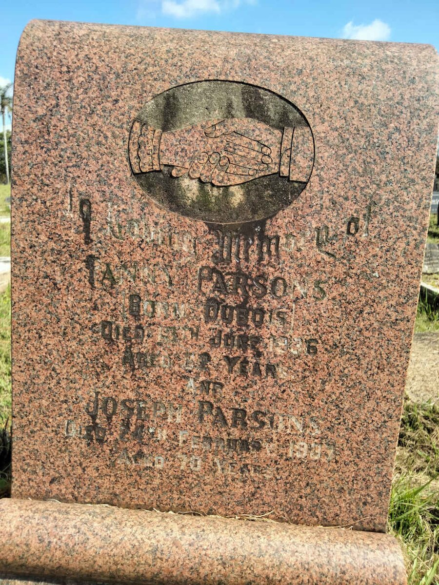 PARSONS Joseph -1933 & Fanny DUBOIS -1936