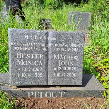 PITOUT Mathew John 1925-2006 & Hester Monica 1927-1989