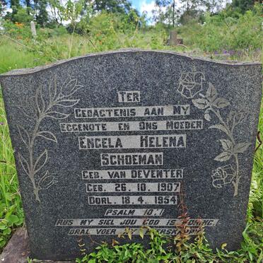 SCHOEMAN Engela Helena nee VAN DEVENTER 1907-1954