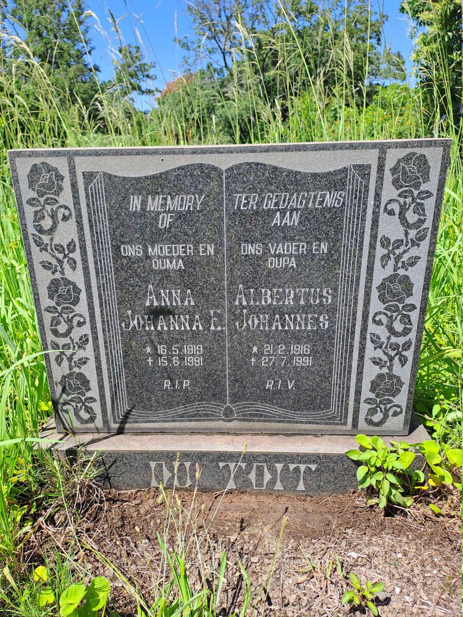TOIT Albertus Johannes, du 1916-1991 & Anna Johanna E. 1919-1991