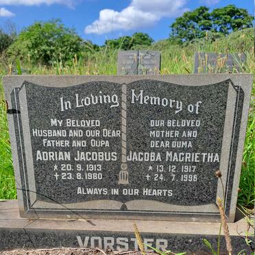 VORSTER Adrian Jacobus 1913-1980 & Jacoba Magrietha 1917-1996