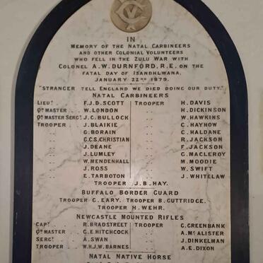 07. NATAL CARBINEERS who fell at Isandhlwana 1879