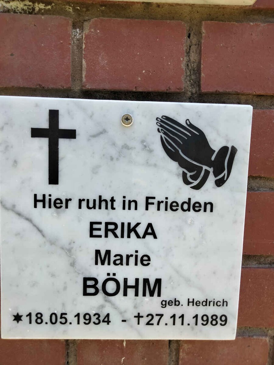 BOHM Erika Marie 1931-1989