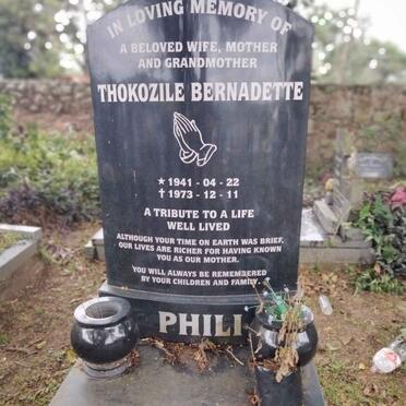 PHILI Thokozile Bernadette 1941-1973