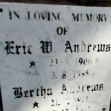 ANDREWS Eric W. 1906-1995 &amp; Bertha 1913-2002