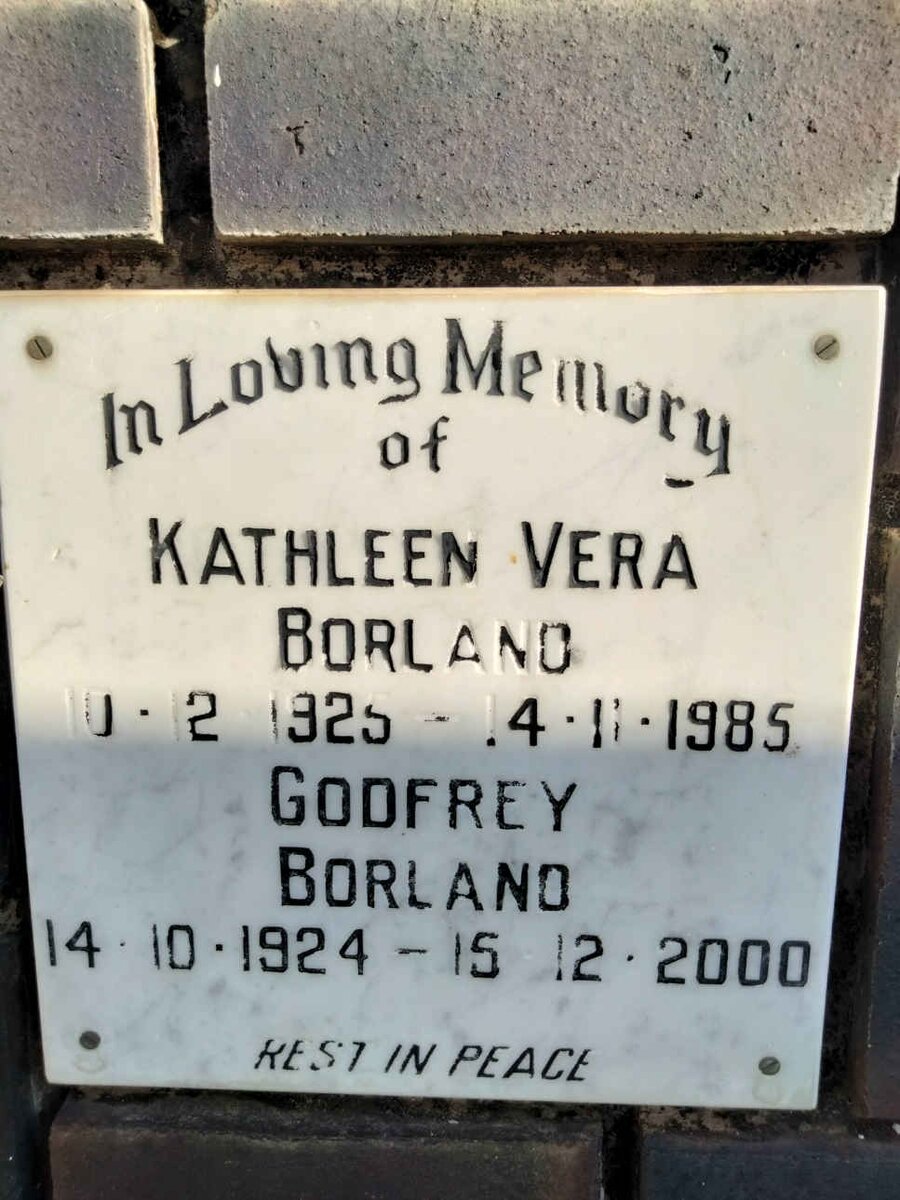 BORLAND Godfrey 1924-2000 &amp; Kathleen Vera 1925-1985