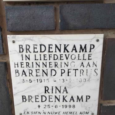 BREDENKAMP Barend Petrus 1915-1984 &amp; Rina -1998