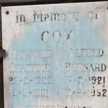 COX Alfred Bernard 1921-1992 &amp; Marjorie Beatrice 1923-1991