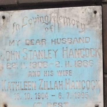 HANCOCK John Stanley 1906-1986 &amp; Kathleen Zillah 1904-1995