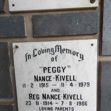 KIVELL Reg, NANCE 1914-1986 &amp; Peggy 1915-1979
