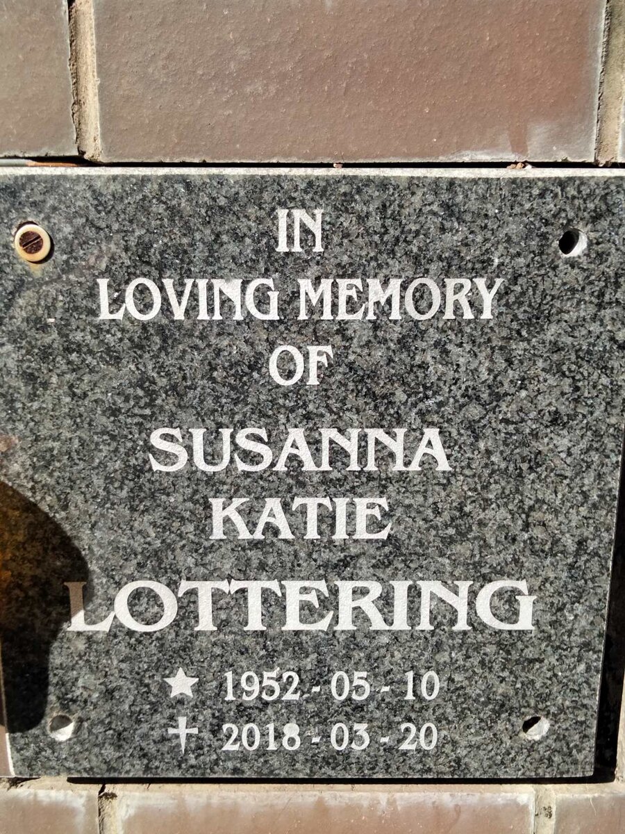 LOTTERING Susanna Katie 1952-2018