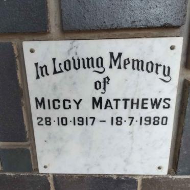 MATTHEWS Miggy 1917-1980