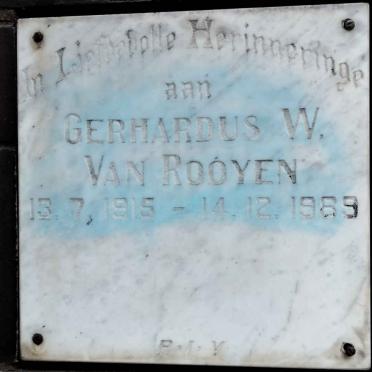 ROOYEN Gerhardus W., van 1915-1989