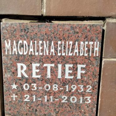 RETIEF Magdalena Elizabeth 1932-2013