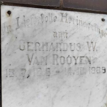 ROOYEN Gerhardus W., van 1915-198?