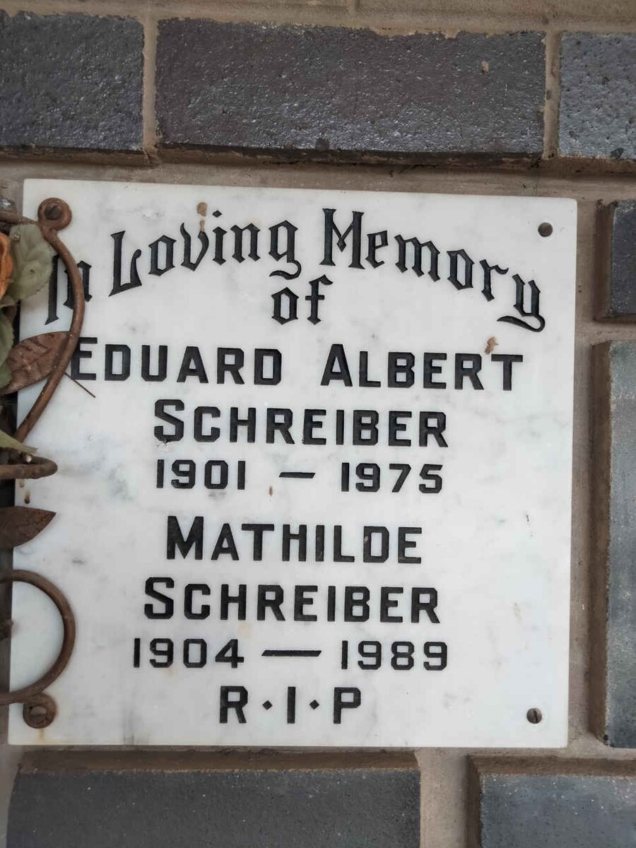 SCHREIBER Eduard Albert 1901-1975 &amp; Mathilde 1904-1989