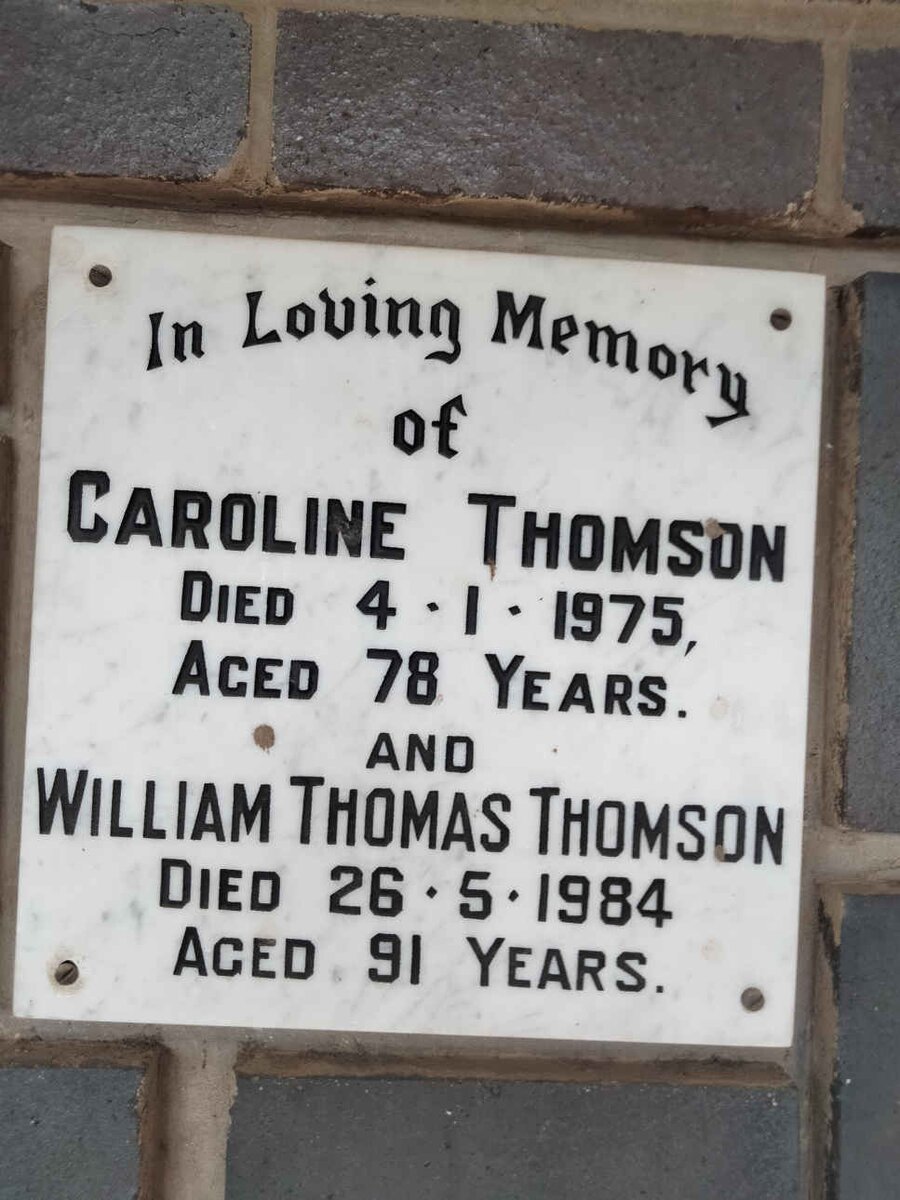 THOMSON William Thomas -1984 &amp; Caroline -1975