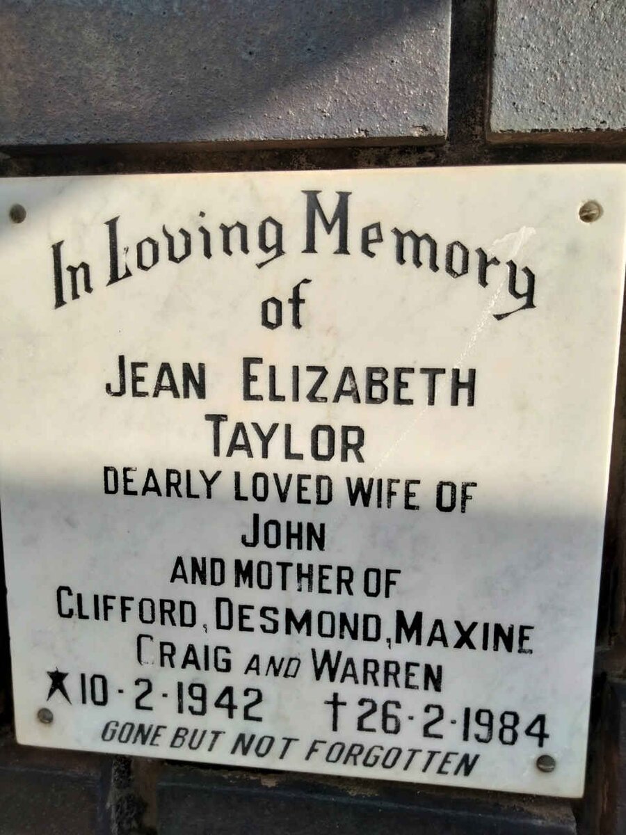 TAYLOR Jean Elizabeth 1942-1984
