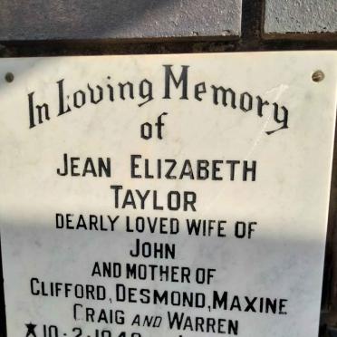 TAYLOR Jean Elizabeth 1942-1984