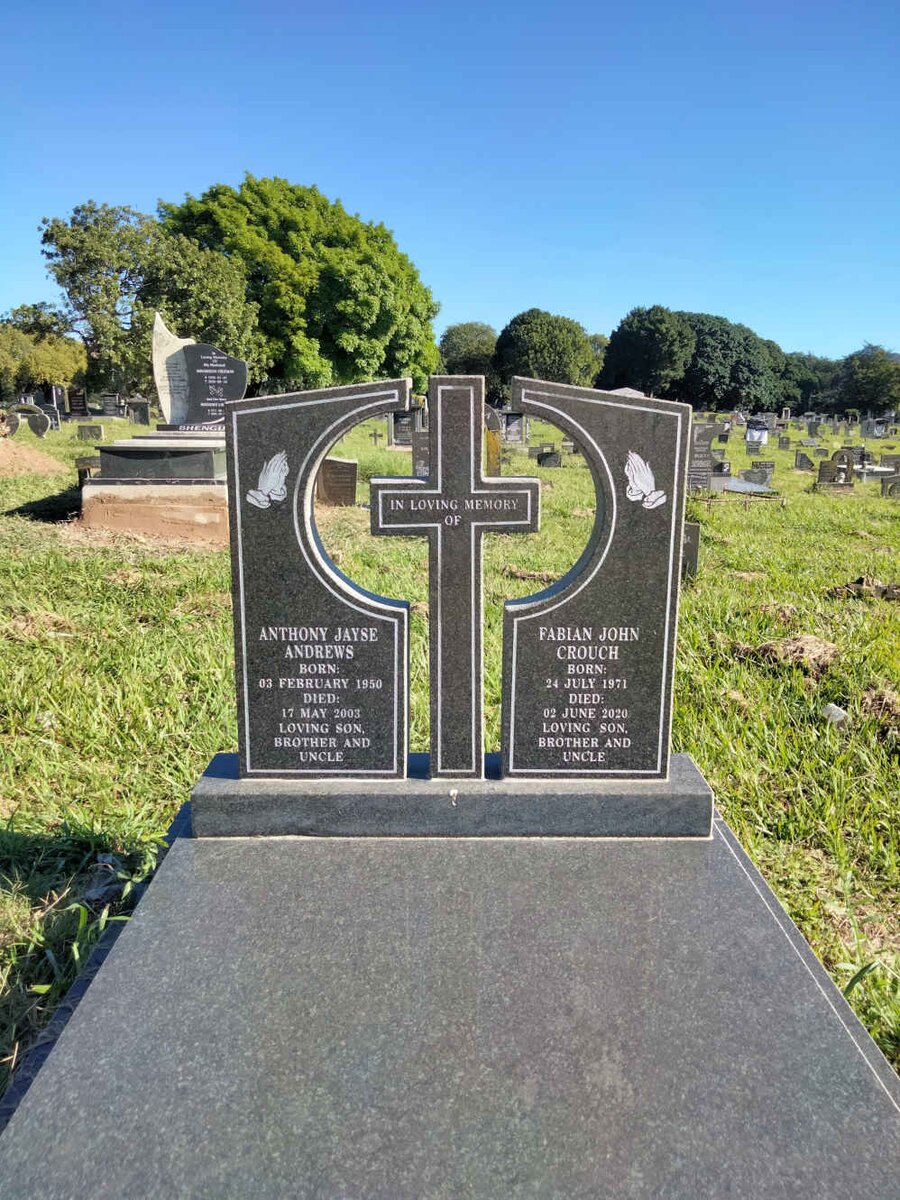 ANDREWS Anthony Jayse 1950-2003 :: CROUCH Fabian John 1971-2020