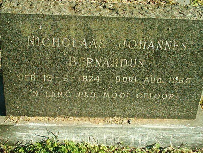 BADENHORST Nicholaas Johannes Bernardus 1874-1965