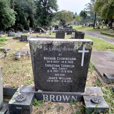 BROWN Norman Cunningham 1909-1969 &amp; Christina Cornelia DAVEY 1907-1970 :: BROWN James William 1941-1973