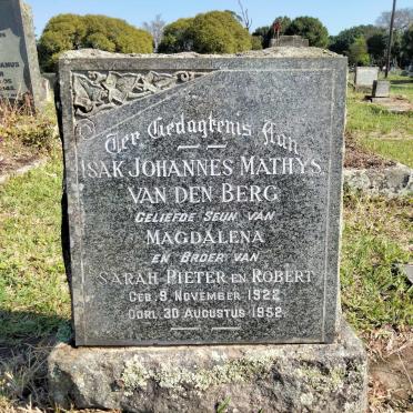 BERG Isak Johannes Mathys, van den 1922-1952