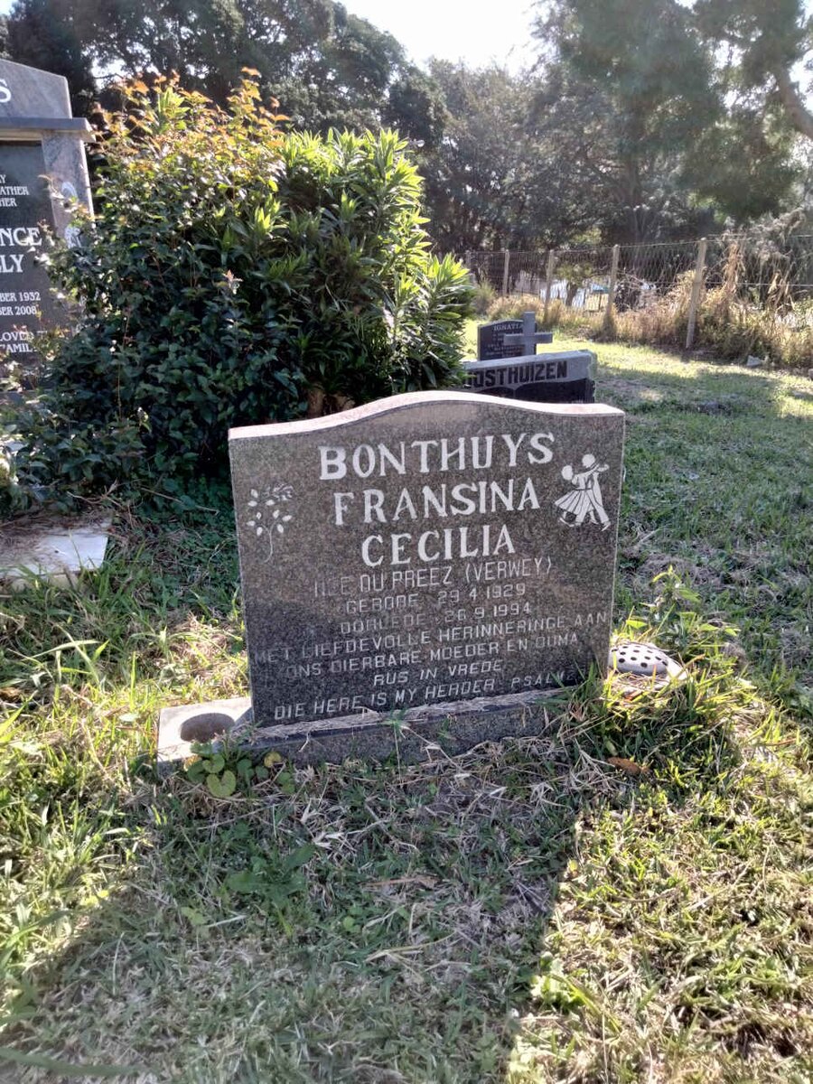 BONTHUYS Fransina Cecilia formerly VERWEY nee DU PREEZ 1929-1994