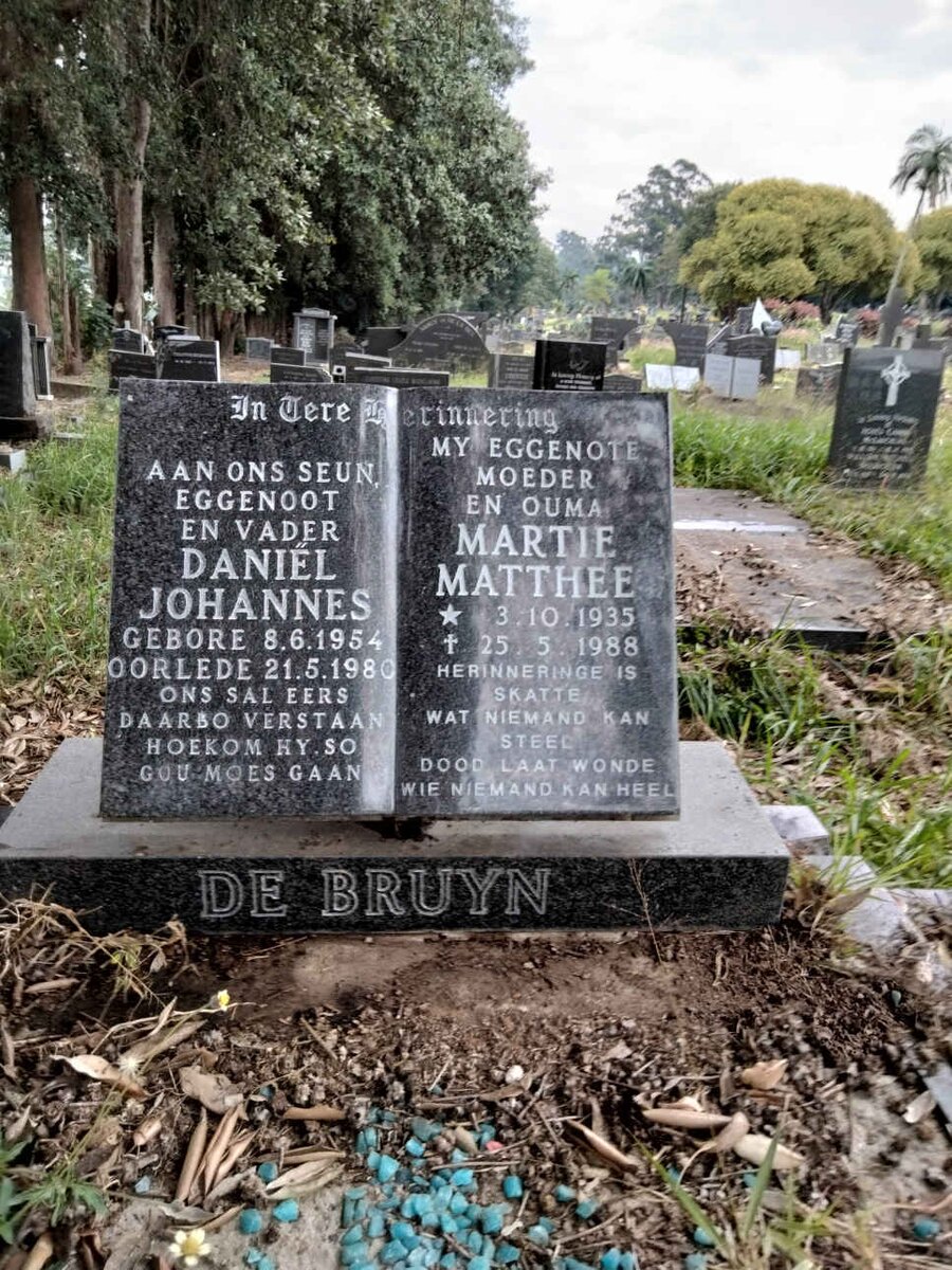 BRUYN Martie, de MATTHEE 1935-1988 :: DE BRUYN Daniel Johannes 1954-1980