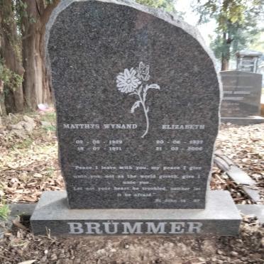BRUMMER Matthys Wynand 1929-1971 &amp; Elizabeth 1937-2006
