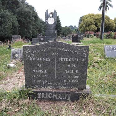 BLIGNAUT Johannes G. 1907-1987 &amp; Petronella A.H. 1909-1978
