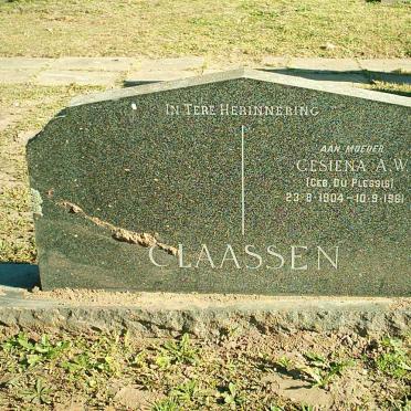CLAASSEN Gesiena A.W. nee DU PLESSIS 1904-1961