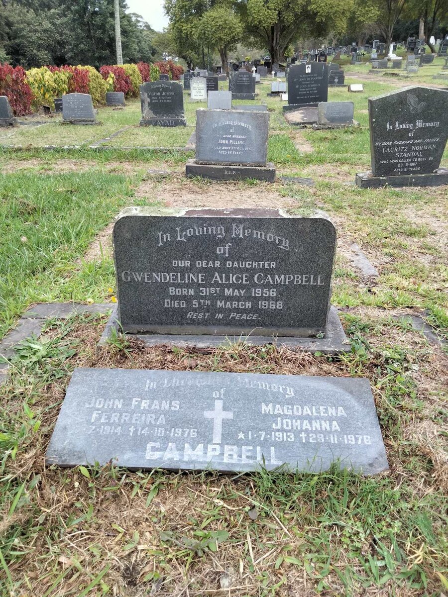 CAMPBELL John Frans Ferreira 1914-1976 &amp; Magdalena Johanna 1913-1976 :: CAMPBELL Gwendeline Alice 1956-1968