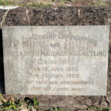 GREYLING Elizabeth Magdalena nee DU TOIT 1895-1963