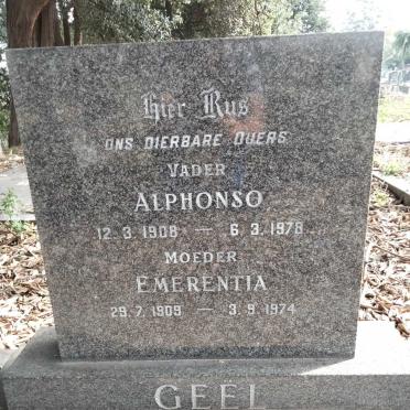GEEL Alphonso 1908-1978 &amp; Emerentia 1909-1974