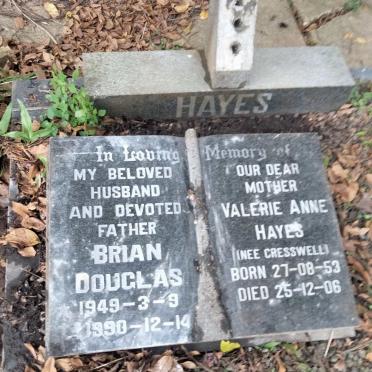 HAYES Brian Douglas 1949-1990 &amp; Valerie Anne CRESSWELL 1953-2006