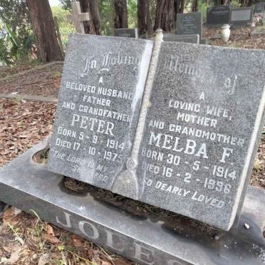JOLES Peter 1914-1975 &amp; Melba F. 1914-1996