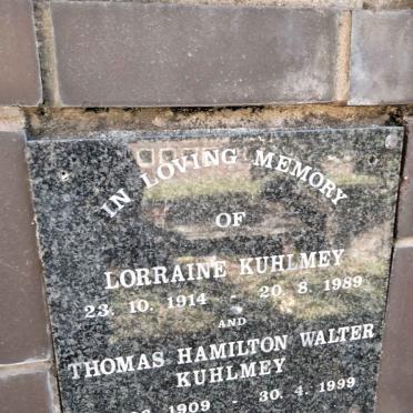 KUHLMEY Thomas Hamilton Walter 1909-1999 &amp; Lorraine 1914-1989