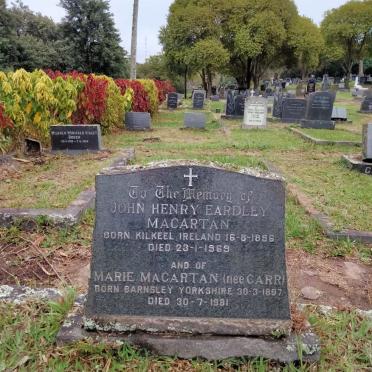 MACARTAN John Henry Eardley 1896-1969 &amp; Marie CARR 1897-1981